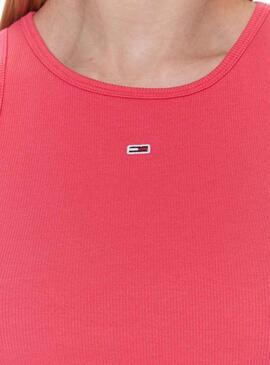 Camiseta Tommy Jeans Rib Tank Fucsia para Mujer