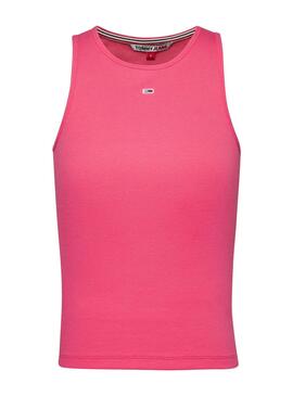 Camiseta Tommy Jeans Rib Tank Fucsia para Mujer