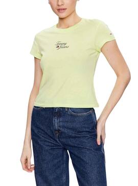 Camiseta Tommy Jeans Baby Amarillo para Mujer