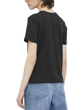 Camiseta Tommy Jeans Serif Negro para Mujer