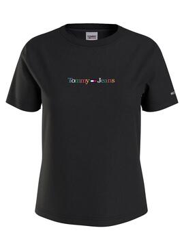 Camiseta Tommy Jeans Serif Negro para Mujer