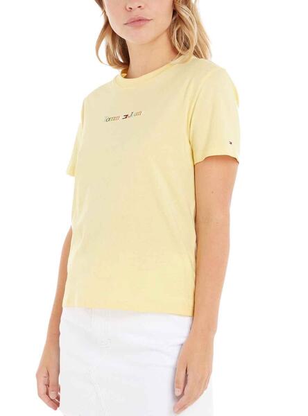Camiseta Tommy Jeans Serif Amarillo para Mujer
