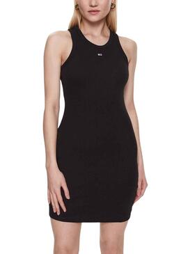 Vestido Tommy Jeans Essential Rib Tank Negro Mujer