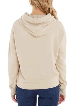 Sudadera Tommy Jeans Boxy Logo Beige para Mujer