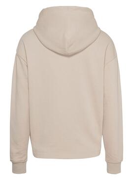 Sudadera Tommy Jeans Boxy Logo Beige para Mujer