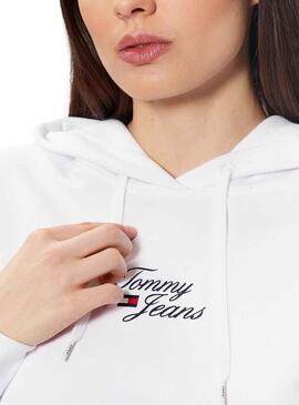 Sudadera Tommy Jeans Boxy Logo Blanco para Mujer