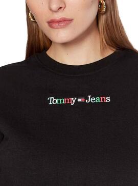 Sudadera Tommy Jeans Linear Serif Negro Mujer