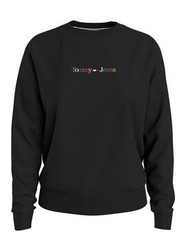 Sudadera Tommy Jeans Linear Serif Negro Mujer