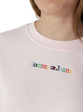 Sudadera Tommy Jeans Crew Rosa para Mujer