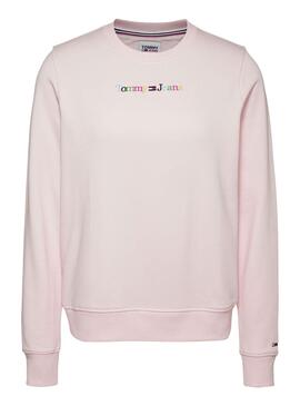 Sudadera Tommy Jeans Crew Rosa para Mujer