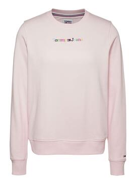 Sudadera Tommy Jeans Crew Rosa para Mujer