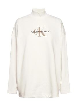 Sudadera Calvin Klein Archival Monologo Blanco 