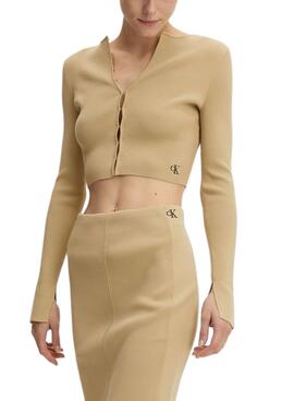 Cárdigan Calvin Klein Hook Camel para Mujer