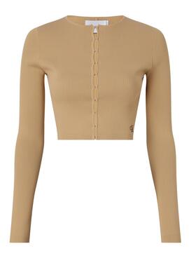 Cárdigan Calvin Klein Hook Camel para Mujer