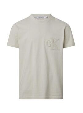 Camiseta Calvin Klein Chenille Beige para Hombre