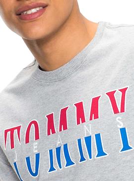 Camiseta Tommy Jeans Split Logo Gris