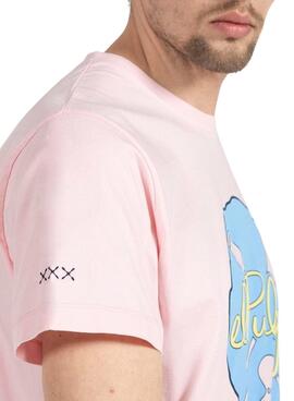 Camiseta El Pulpo Splash Rosa para Hombre