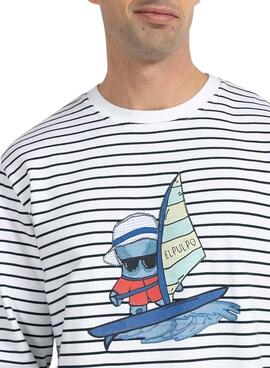 Sudadera El Pulpo Windsurfer Blanco para Hombre