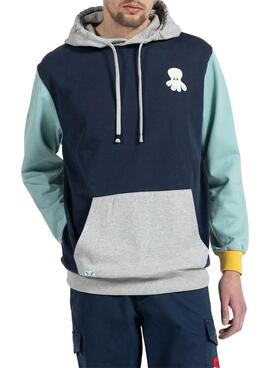 Sudadera El Pulpo Colorblock Marino para Hombre