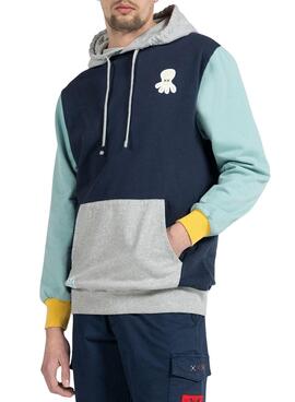 Sudadera El Pulpo Colorblock Marino para Hombre