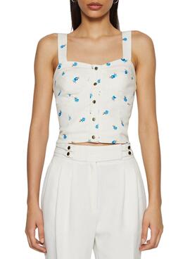 Top Naf Naf Flowers Blanco para Mujer