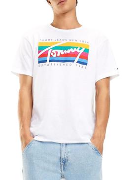 Camiseta Tommy Jeans Rainbow Box Blanco Hombre