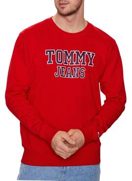 Sudadera Tommy Jeans Crew Rojo para Hombre