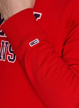 Sudadera Tommy Jeans Crew Rojo para Hombre