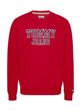 Sudadera Tommy Jeans Crew Rojo para Hombre