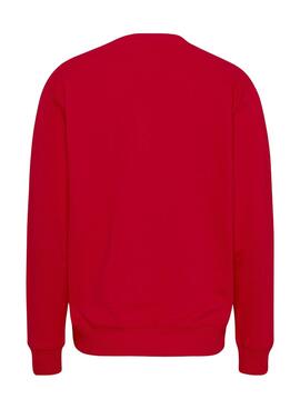 Sudadera Tommy Jeans Crew Rojo para Hombre