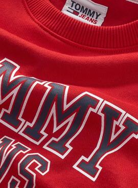 Sudadera Tommy Jeans Crew Rojo para Hombre