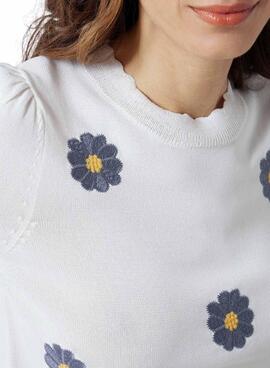 Camiseta Naf Naf Flowers Blanco para Mujer