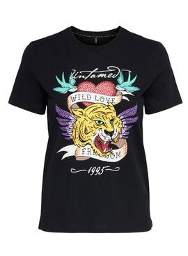 Camiseta Only Alice Negro Reg para Mujer