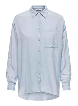 Camisa Only Willow Lino Azul Para Mujer