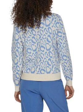 Jersey Vila Viril Jacquard Azul Para Mujer