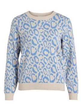 Jersey Vila Viril Jacquard Azul Para Mujer