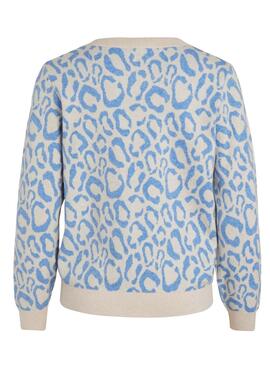 Jersey Vila Viril Jacquard Azul Para Mujer