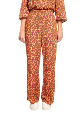 Pantalon Vila Viluni Animal Print Naranja