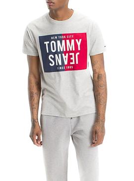 Camiseta Tommy Jeans Split Box Gris