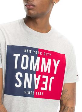 Camiseta Tommy Jeans Split Box Gris