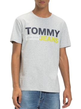 Camiseta Tommy Jeans Essential Logo Gris hombre