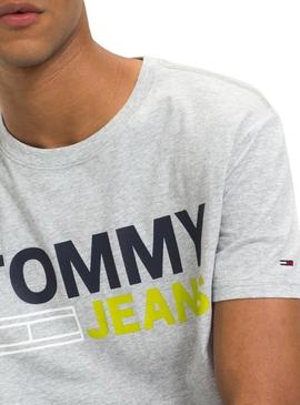 Camiseta Tommy Jeans Essential Logo Gris hombre