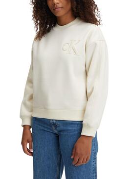 Sudadera Calvin Klein Chenille Blanco para Mujer