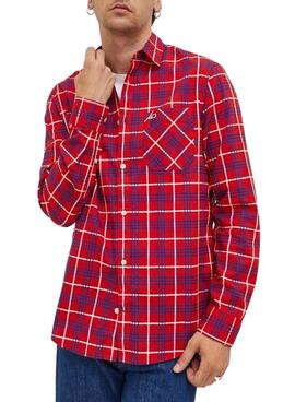 Camisa Tommy Jeans Small Check Rojo para Hombre