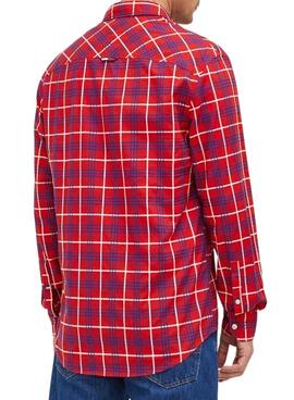 Camisa Tommy Jeans Small Check Rojo para Hombre