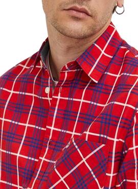 Camisa Tommy Jeans Small Check Rojo para Hombre