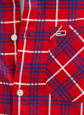 Camisa Tommy Jeans Small Check Rojo para Hombre