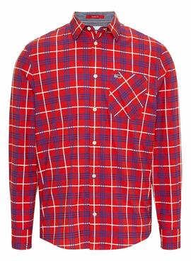 Camisa Tommy Jeans Small Check Rojo para Hombre