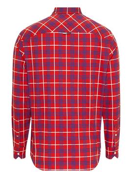 Camisa Tommy Jeans Small Check Rojo para Hombre