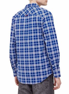 Camisa Tommy Jeans Small Check Azul para Hombre
